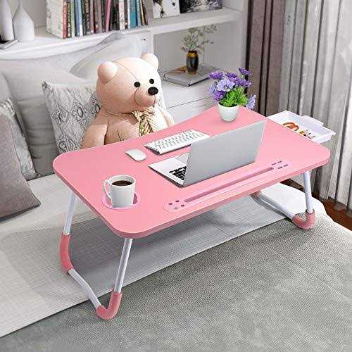 Slendor Laptop Desk Laptop Bed Stand Foldable Laptop Table Folding Breakfast Tray Portable Lap Standing Desk Reading and Writing Holder with Drawer