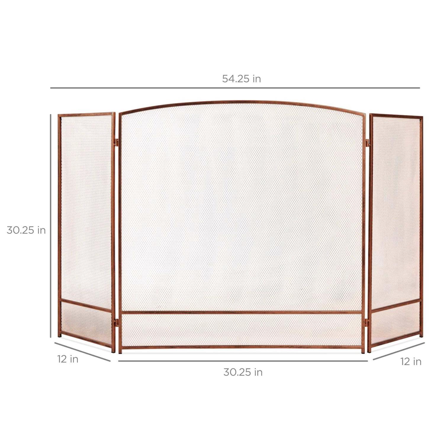 Best Choice Products 54.25×30.25in 3-Panel Steel Mesh Fireplace Screen