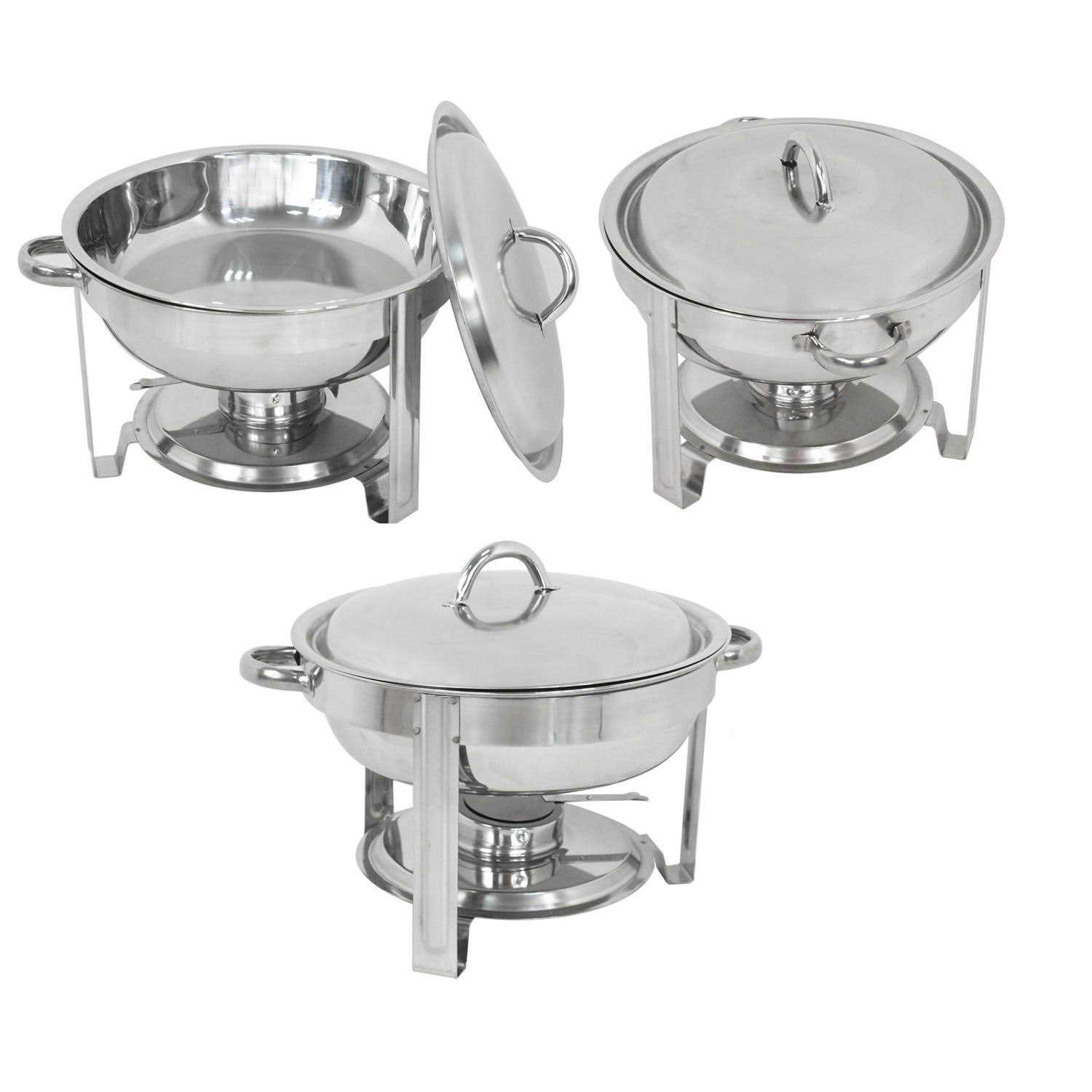 SUPER DEAL Upgraded 5 Qt Full Size Stainless Steel Chafing Dish Round Chafer Buffet Catering Warmer Set w/Food and Water Pan