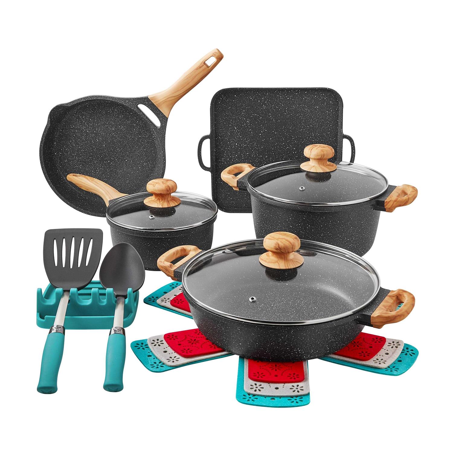 The Pioneer Woman Prairie Signature 14-Piece Cast Aluminum Cookware Set