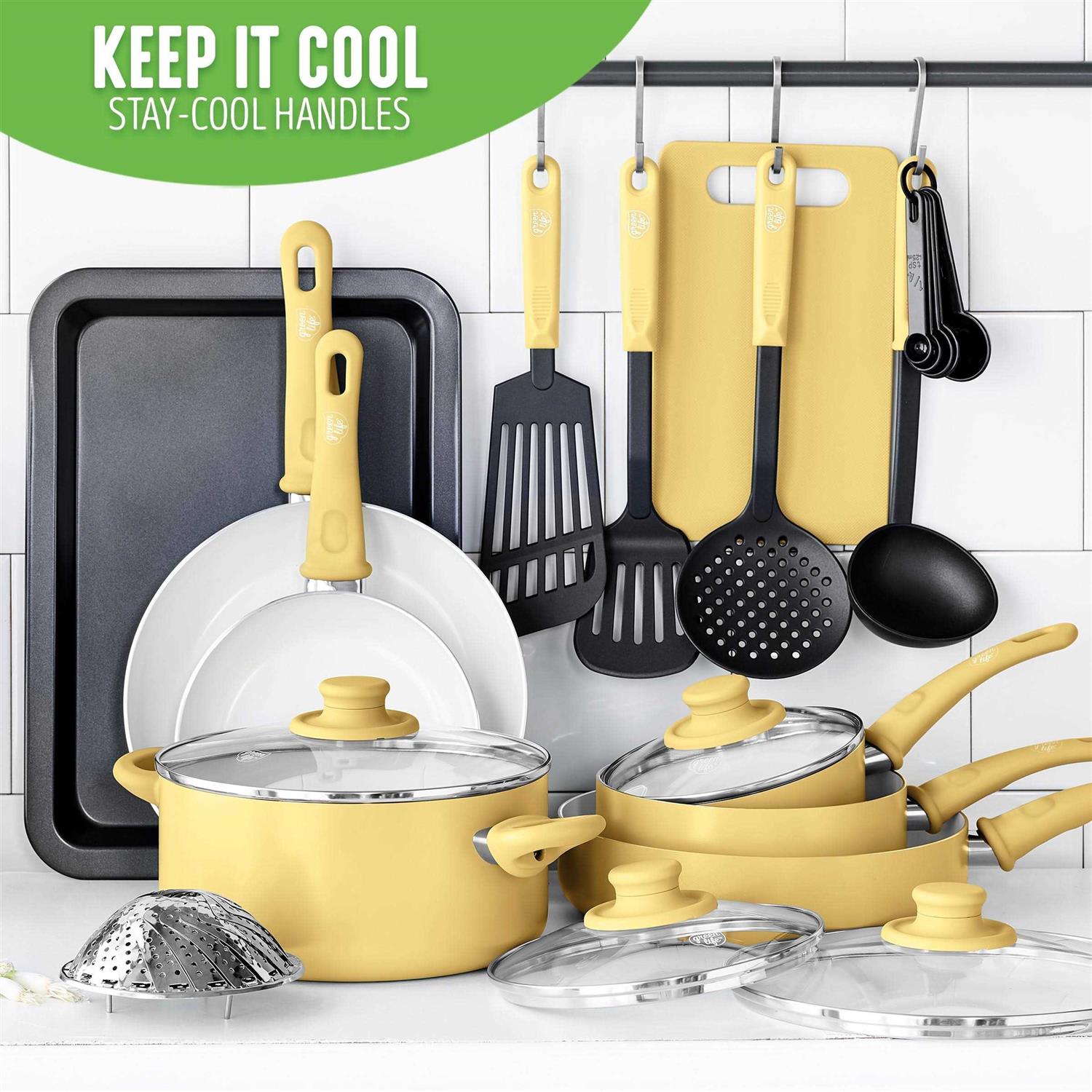 Greenlife 18-Piece Soft Grip Toxin-Free Healthy Ceramic Non-Stick Cookware Set