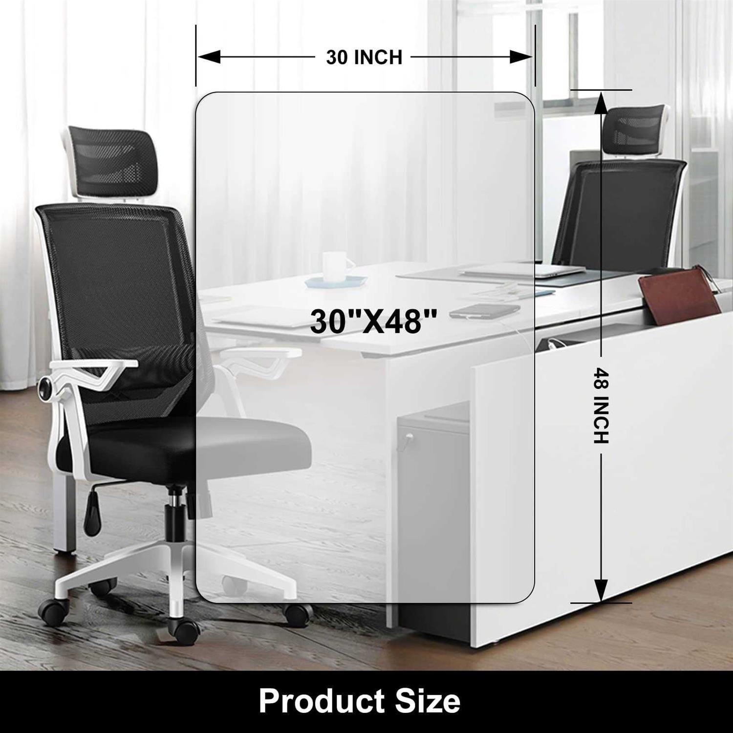 Kuyal Office Chair Mat for Hardwood Floor 30&” x 48&” Rectangle Transparent Desk Thick Durable Chair Mat for Rolling Chairs
