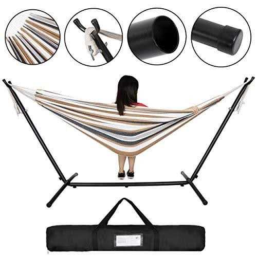ZENY Double Hammock with Space Saving Steel Hammock Stand 9ft