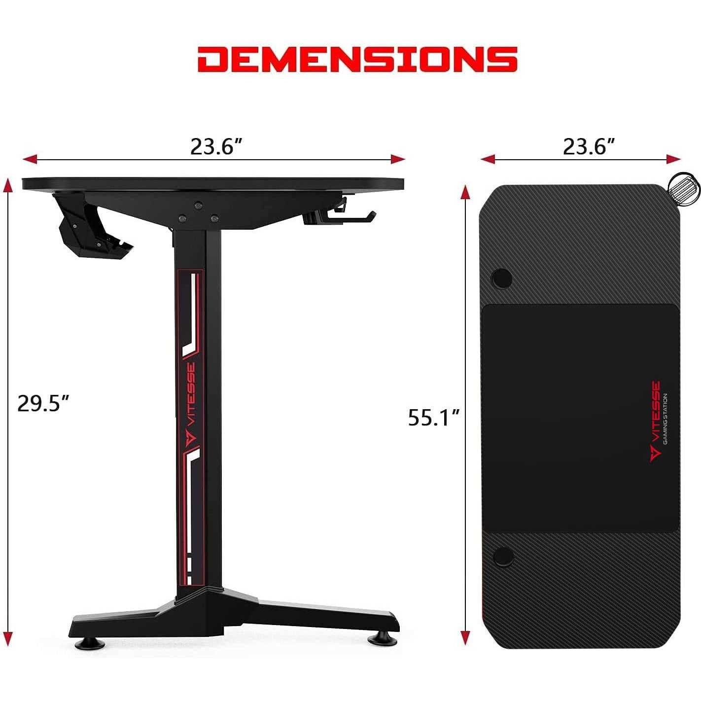 VITESSE Ergonomic Gaming Desk 55 Inch T Shaped Office PC Computer Desk with Full Desk Mouse Pad