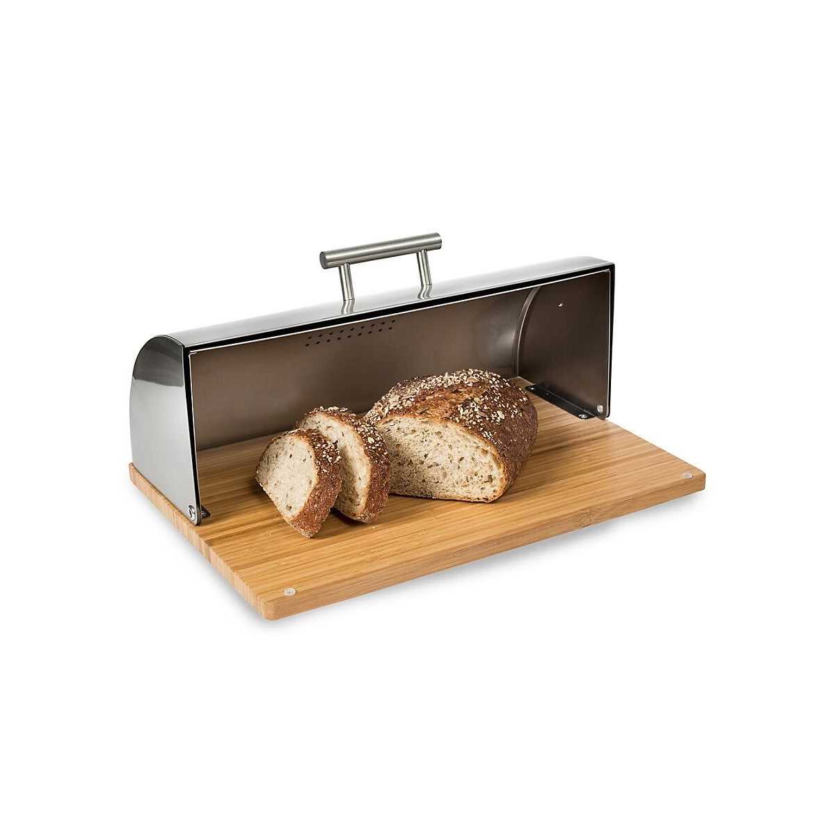 Honey Can Do Stainless Steel Breadbox with Bamboo Cutting Board
