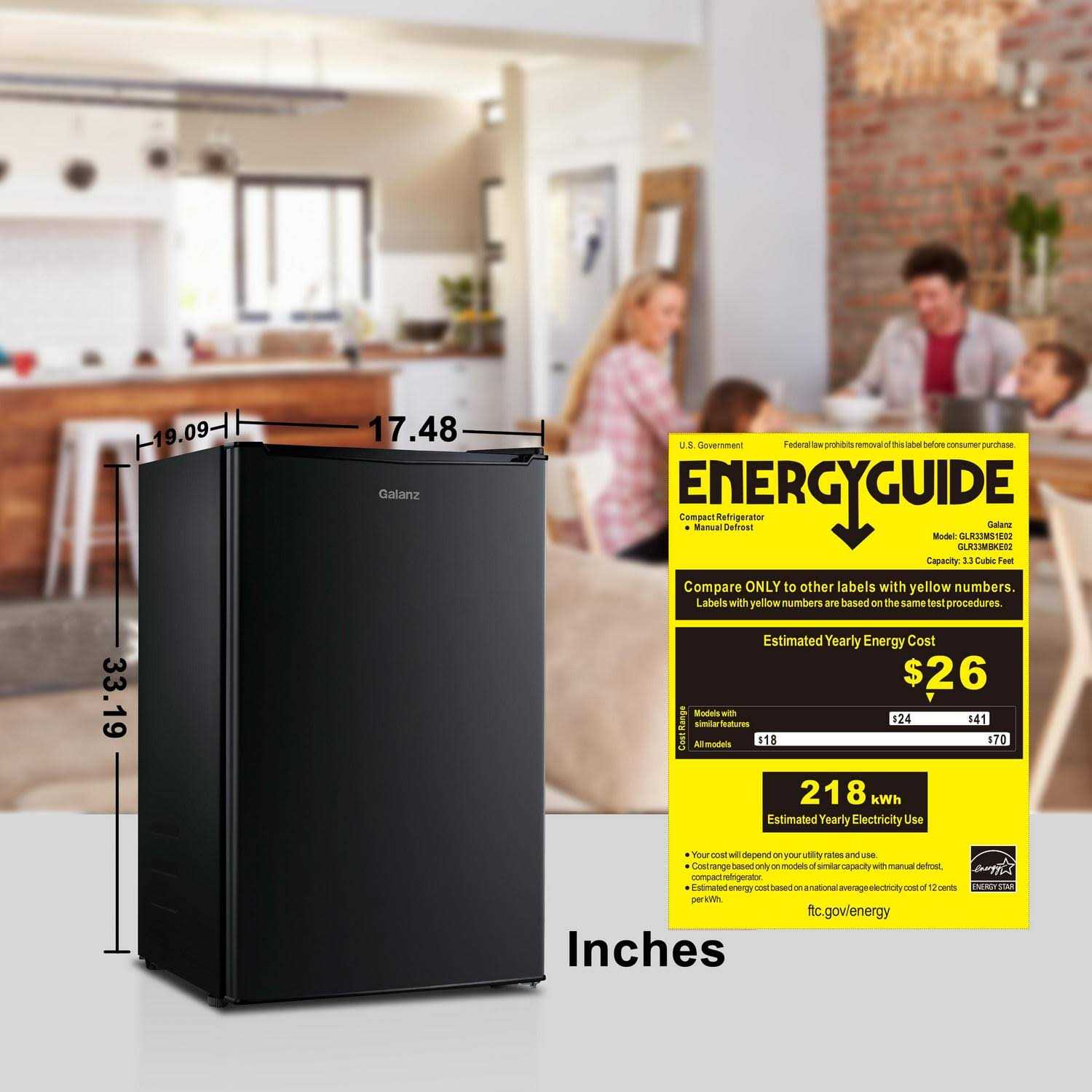 Galanz 3.3 Cu ft Door Mini Fridge