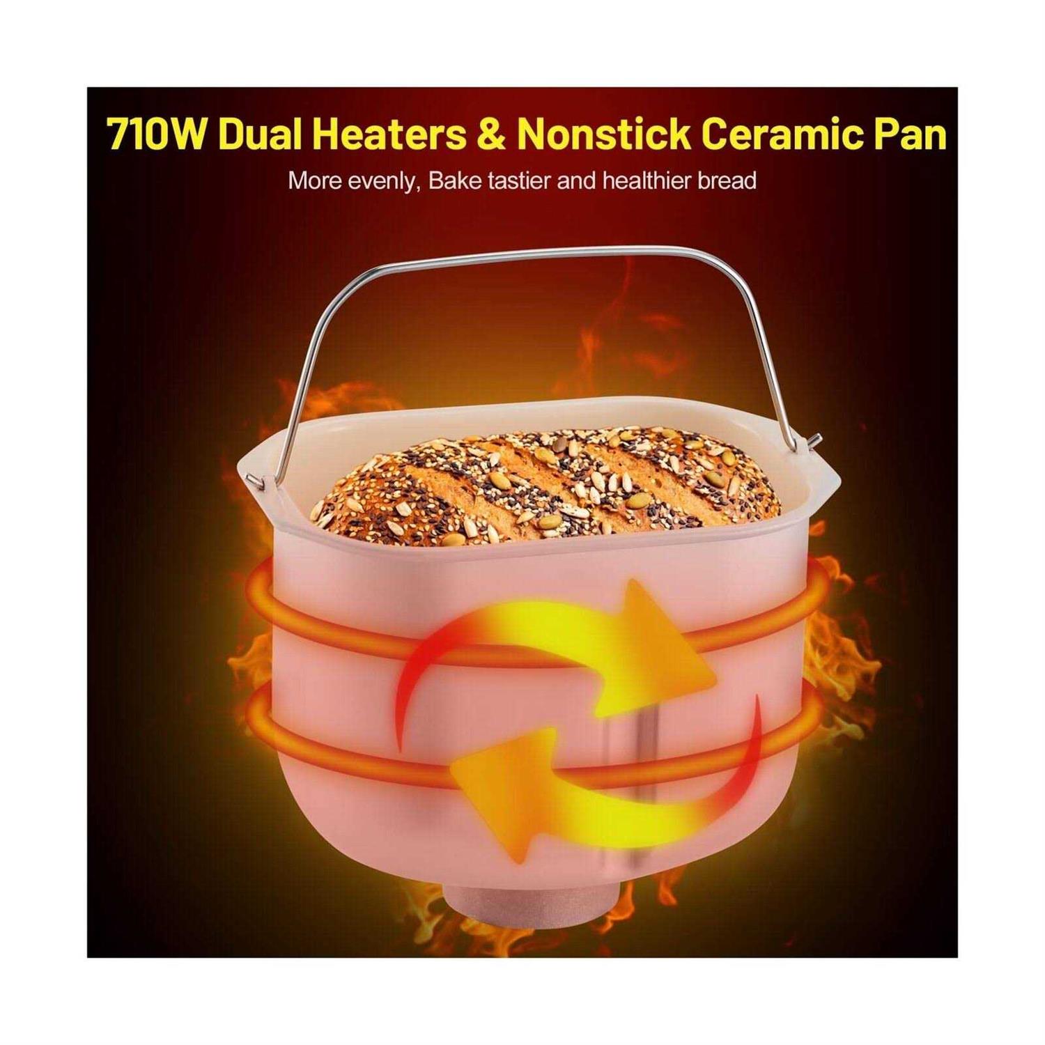 KBS 17-in-1 Bread Maker-Dual Heaters 710W Machine Stainless Steel with Gluten-Free