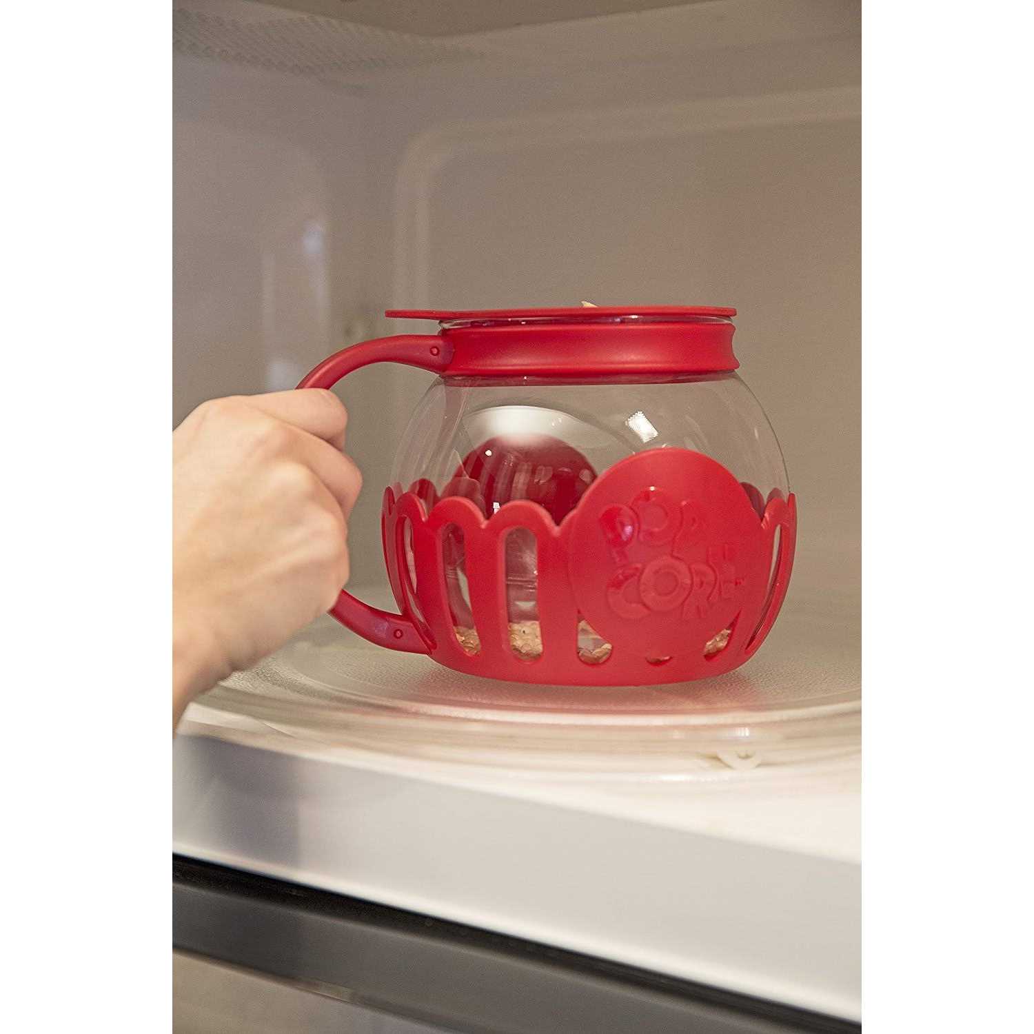 Ecolution Microwave Micro-Pop Popcorn Popper Glass 3-in-1 Lid