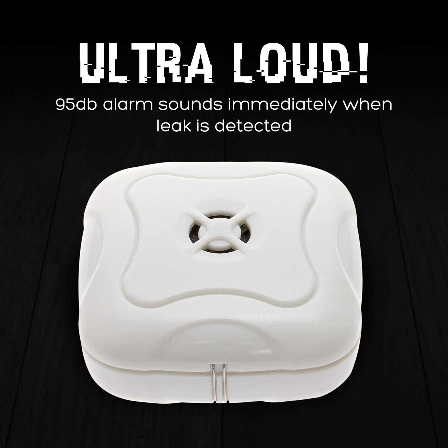 Mindful Design Water Leak Detector 95 dB Flood Detection Alarm Sensor for Bathrooms