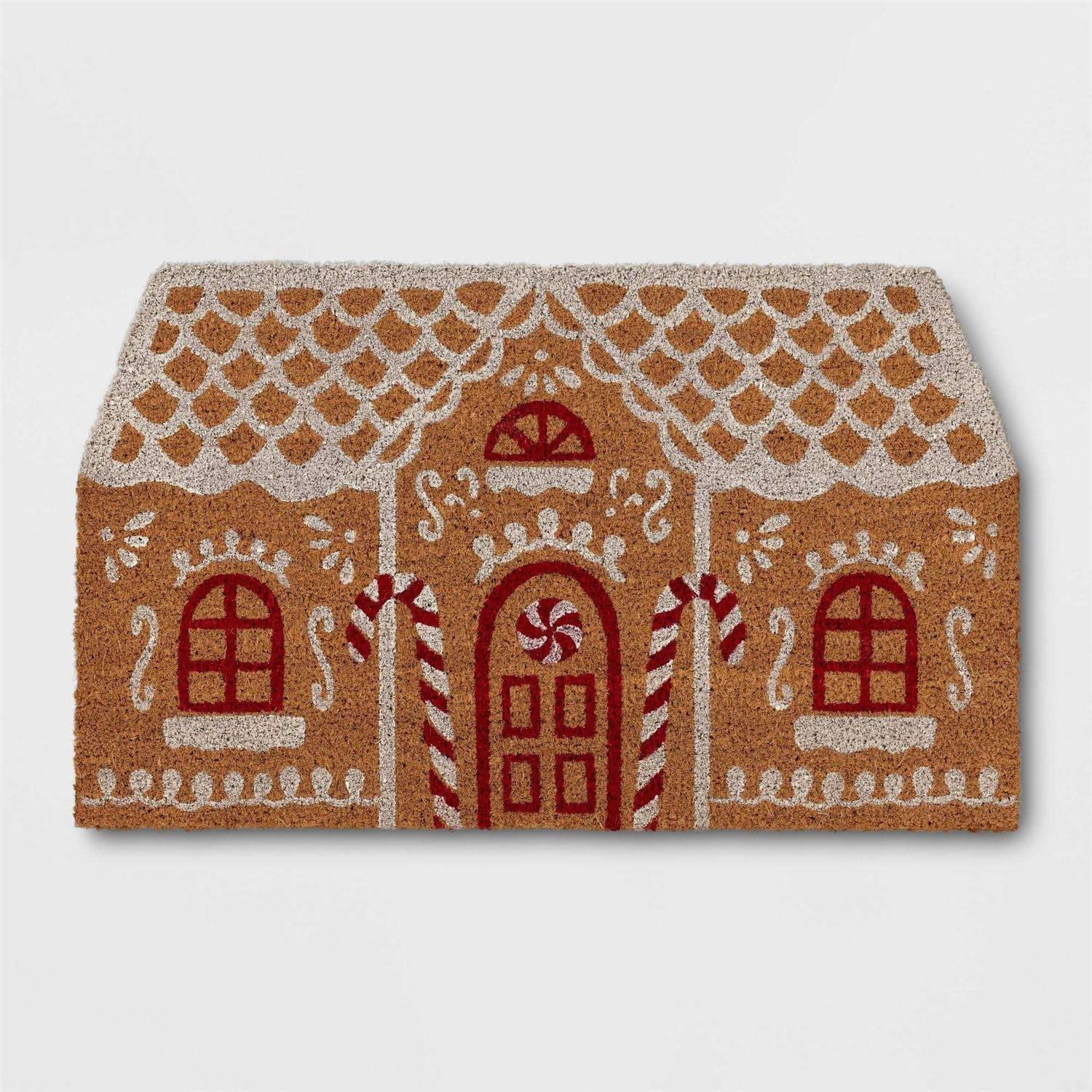 Wondershop 30×18 Gingerbread House Christmas Novelty Coir Outdoor Mat Brown