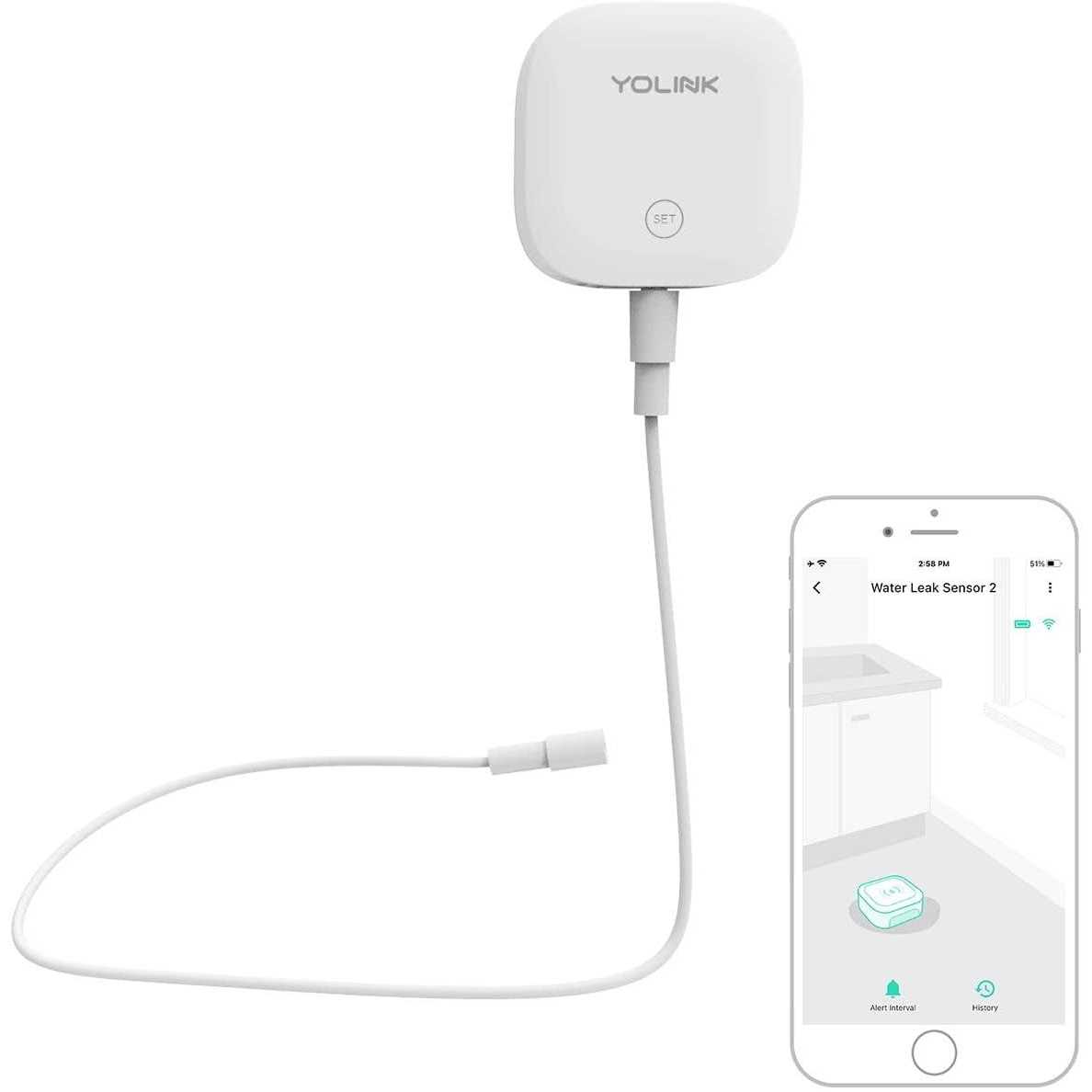 Yolink Water Leak Sensor 2,1/4 Mile World’s Longest Range Smart Home Water Leak Sensor,Water Leak Detector with Built-in Siren Up to 105dB,Works