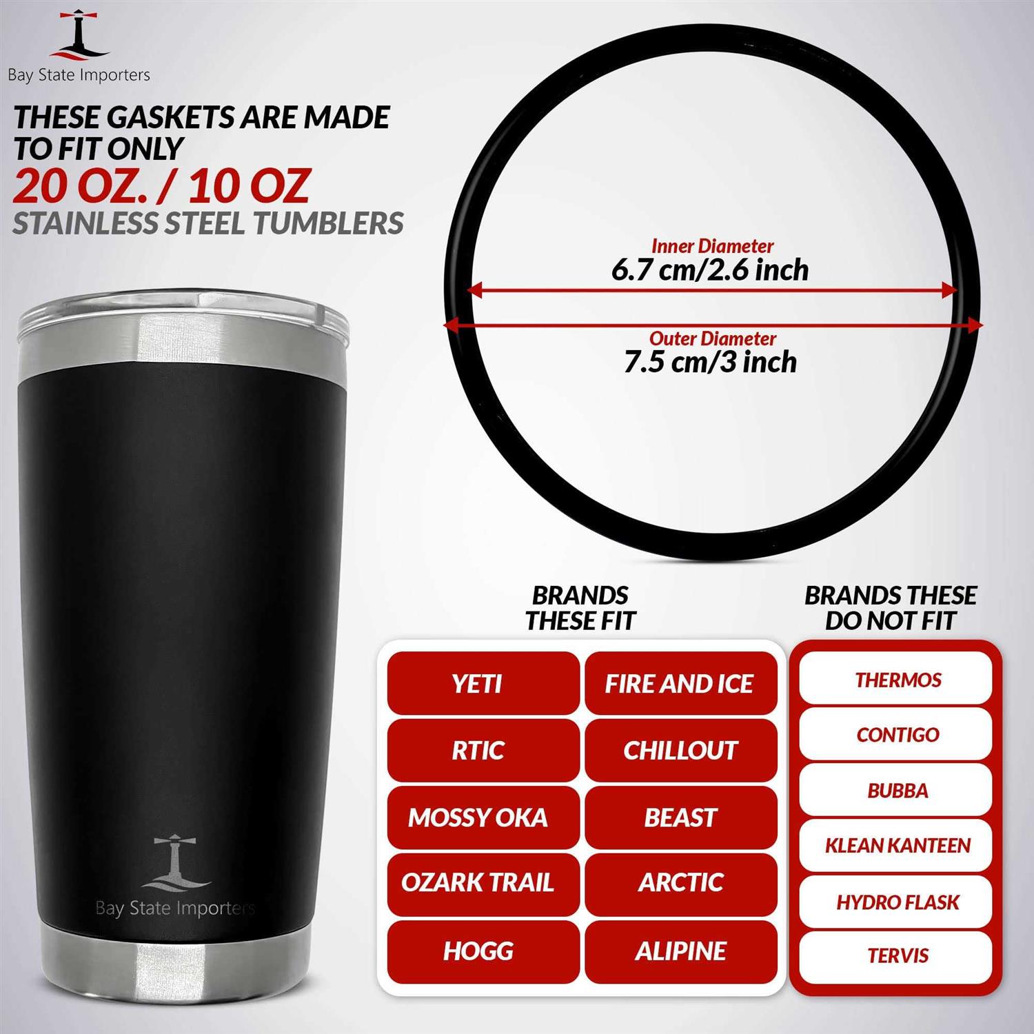 Replacement Rubber Gaskets Compatible With Yeti Lid Gasket-seals Fits 20 oz Insulated Stainless Steel Tumblers