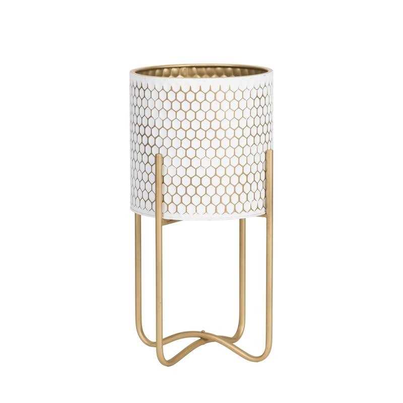 Aspire Home Accents Honeycomb Mid-Century Modern Planter with Tall Metal Base