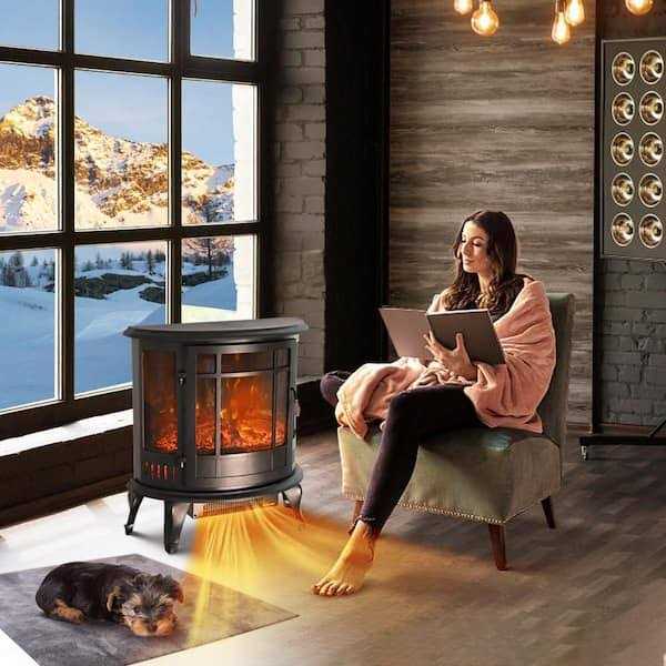 Lifeplus Electric Fireplace Stove 27 in. Freestanding Fireplace Heater with Adjustable 3D Flame Effect