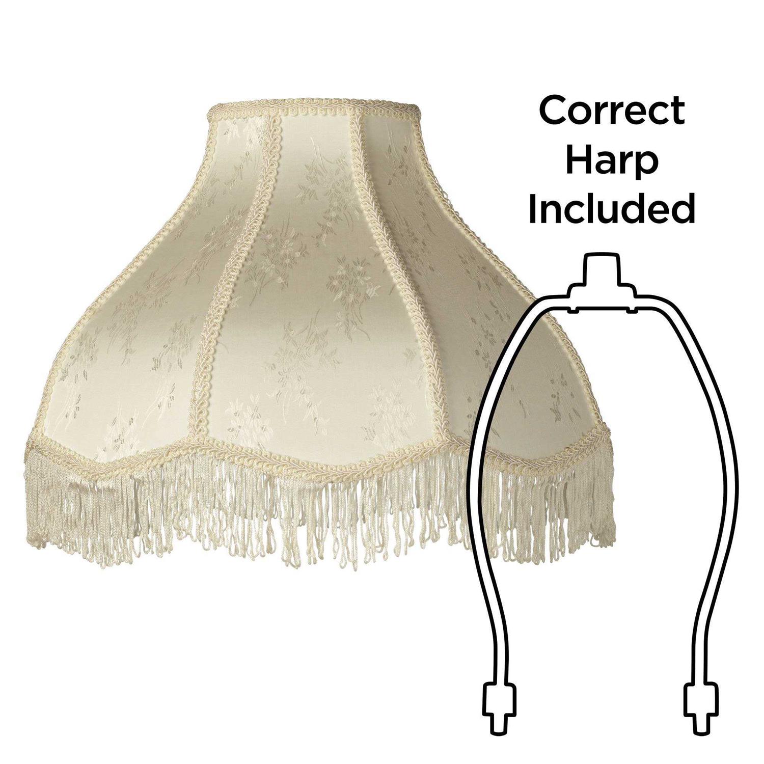 Springcrest Set of 2 Scallop Dome Lamp Shades Cream Large 6 Top x 17 Bottom x 11 High Spider Replacement Harp and Finial Fitting
