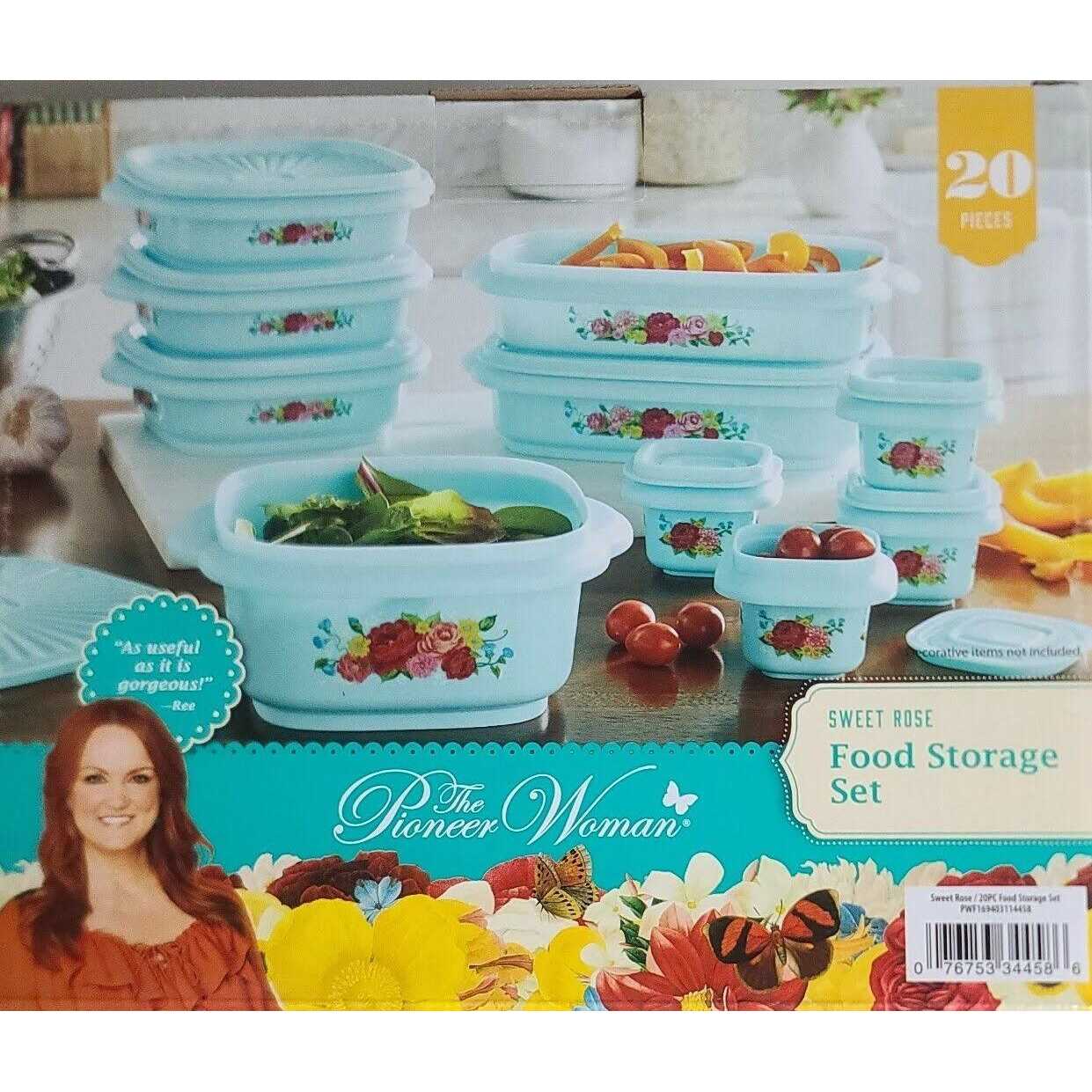The Pioneer Woman 20 Piece Plastic Food Storage Container Variety Set