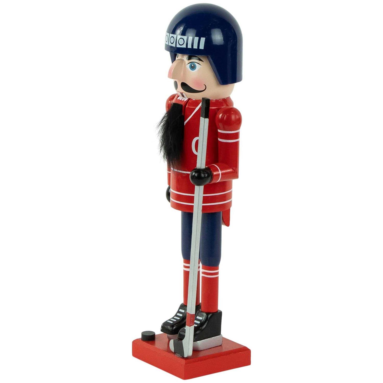 Northlight 14 Blue and Red Wooden Christmas Ice Hockey Player Nutcracker