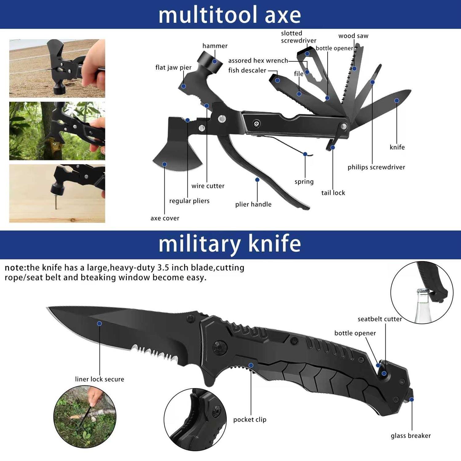 Survival Kits,218pcs Professional Survival Gear Tools and Water Filter Equipment with Tactical Molle Pouch for Outdoor Camping