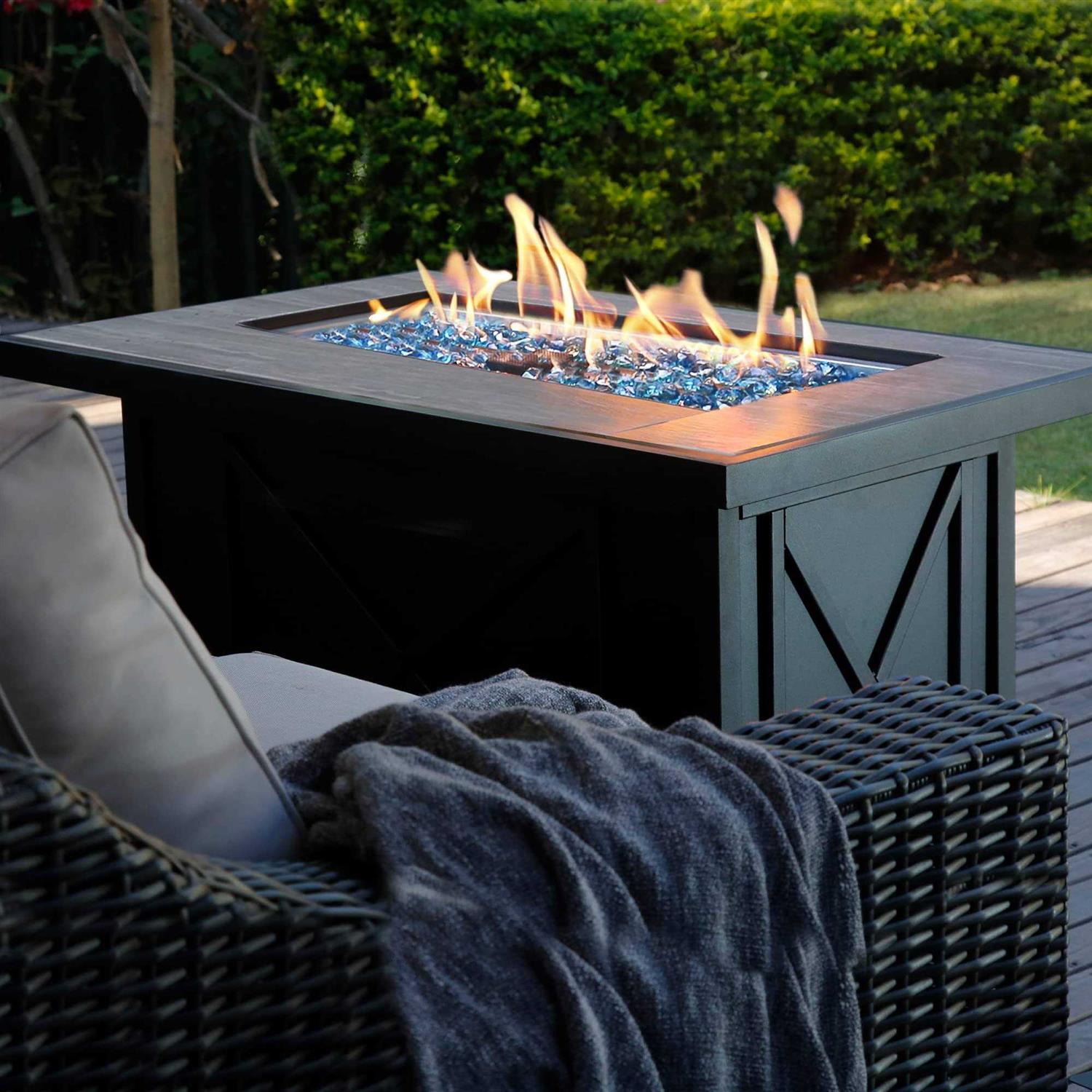 Bali Outdoors Propane Fire Pit 60000 Btu Fire Pit Table With Ceramic Tile Tabletop Rectangle for Garden/patio