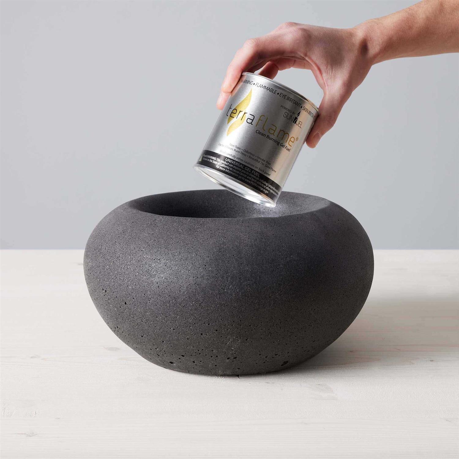 TerraFlame Stone Concrete Table Top Gel Fuel Fire Bowl Indoor and Outdoor Use TerraFlame