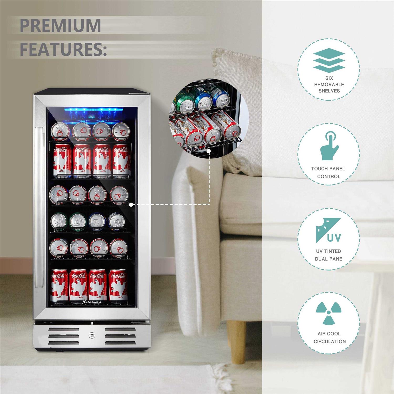 Kalamera 24 inch Beverage Refrigerator 154 Cans Capacity Beverage Cooler