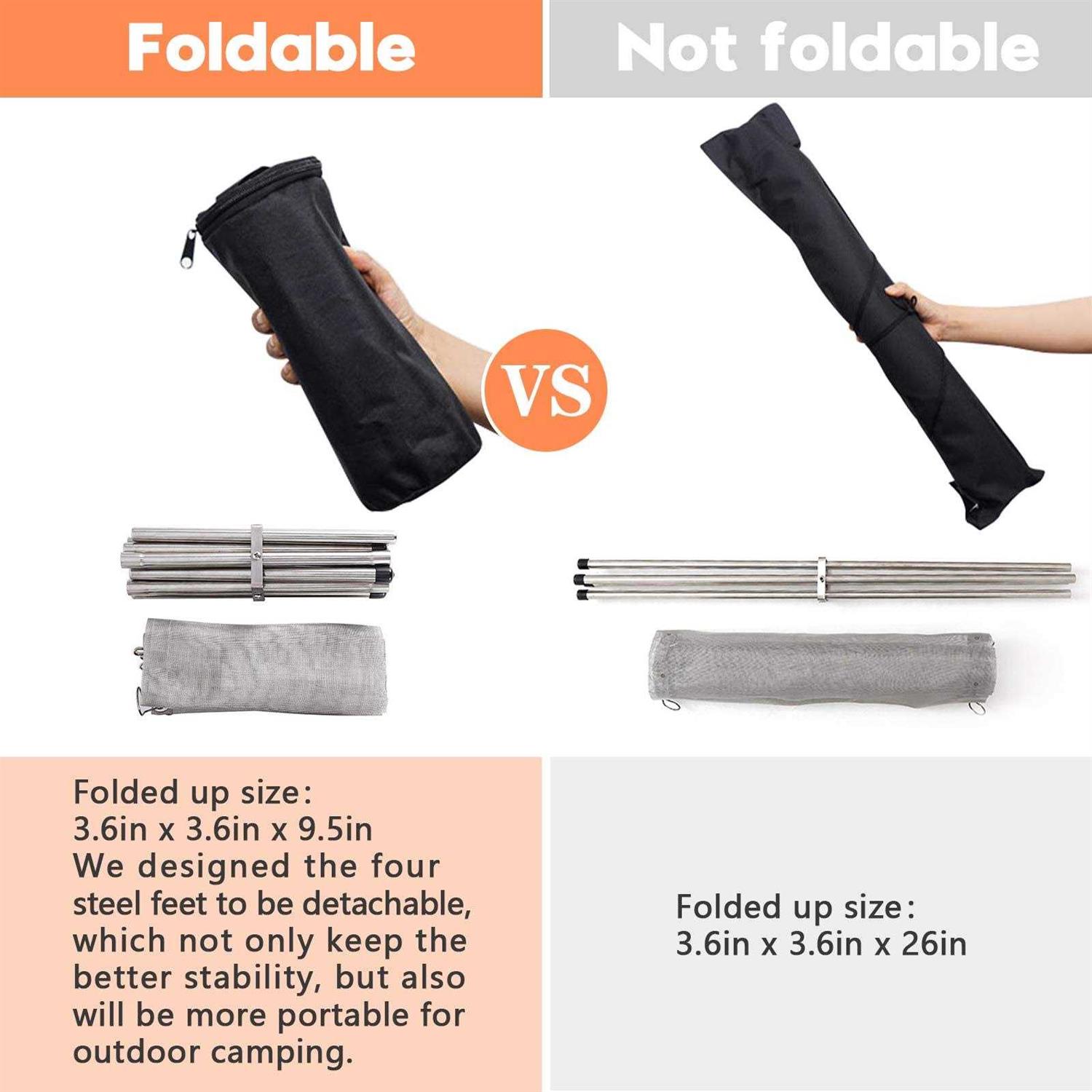 Portable Outdoor Fire Pit 22 Inch Upgrade Foldable Stainless Steel Mesh Fire Pit