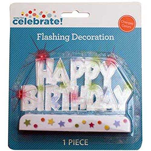 Way to Celebrate Flashing Multicolor Happy Birthday Cake Decoration