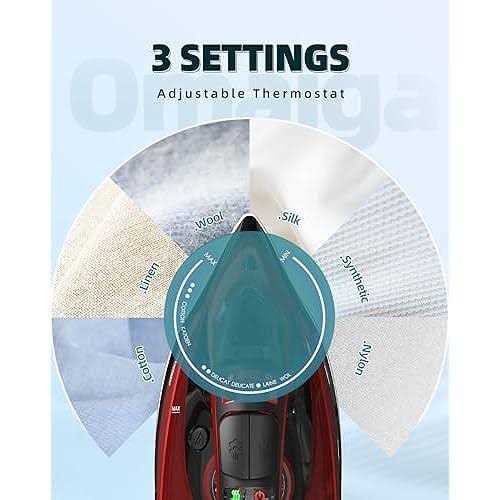 OMAIGA Cordless Iron 1500W Cordless Iron with Steam with 11.84ozs Water Tank