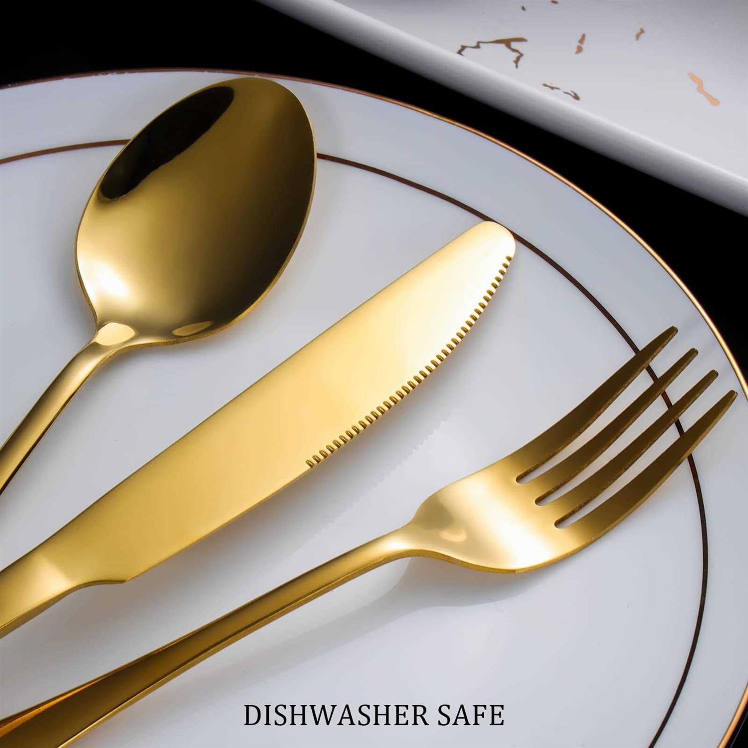 60-Piece Gold Silverware Set Stainless Steel Flatware Cutlery Set Service for 12