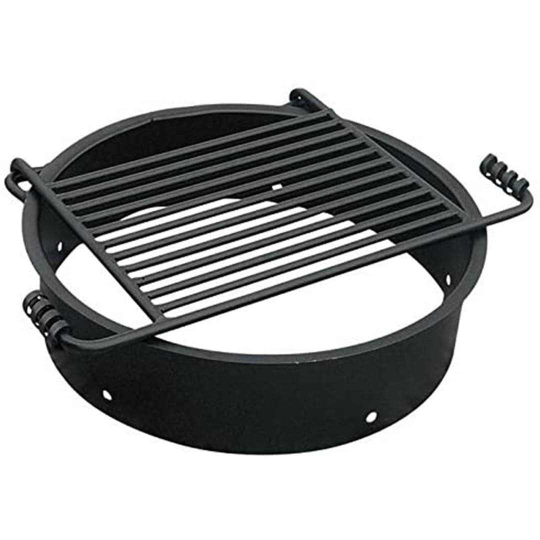 Pilot Rock 24 Inch Steel Ground Fire Pit Ring and Cooking Grate