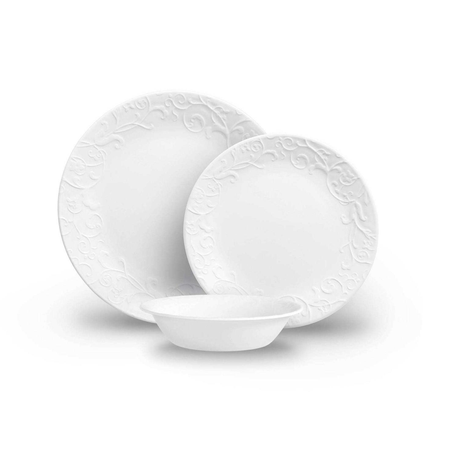 Corelle 18-Piece Embossed Bella Faenza Vitrelle Dinnerware Set