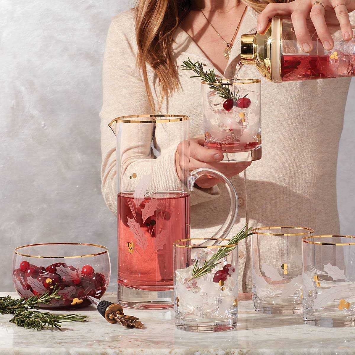 Lenox Holiday Gold Double Old Fashioned 4-Piece Glass Set