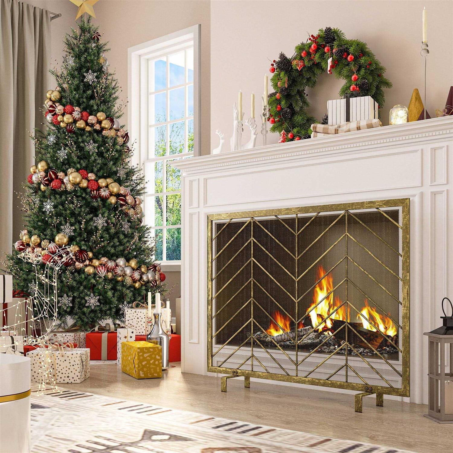 Modern Solid Wrought Iron Fireplace screen