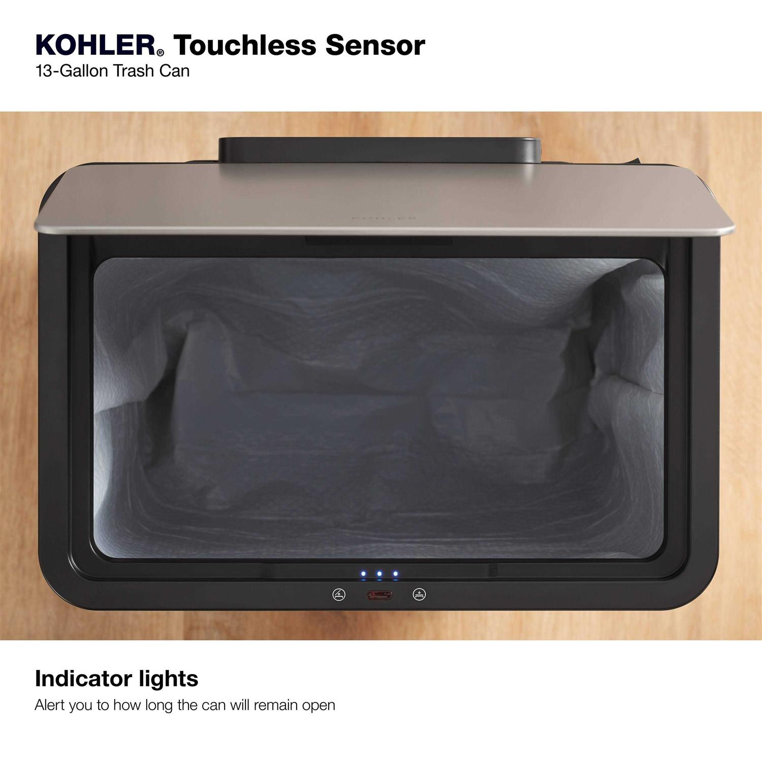 13-gallon touchless Stainless steel trash can KOHLER 23825