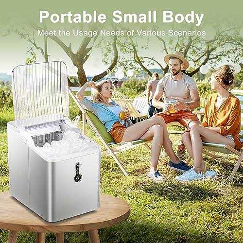 Ice Makers Countertop,Protable Ice Maker Machine with Ice Scoop and Ice Basket,26lbs/24H,9 Bullet Cubes Ready in 8 Mins,for Home/Kitchen/Camping/RV