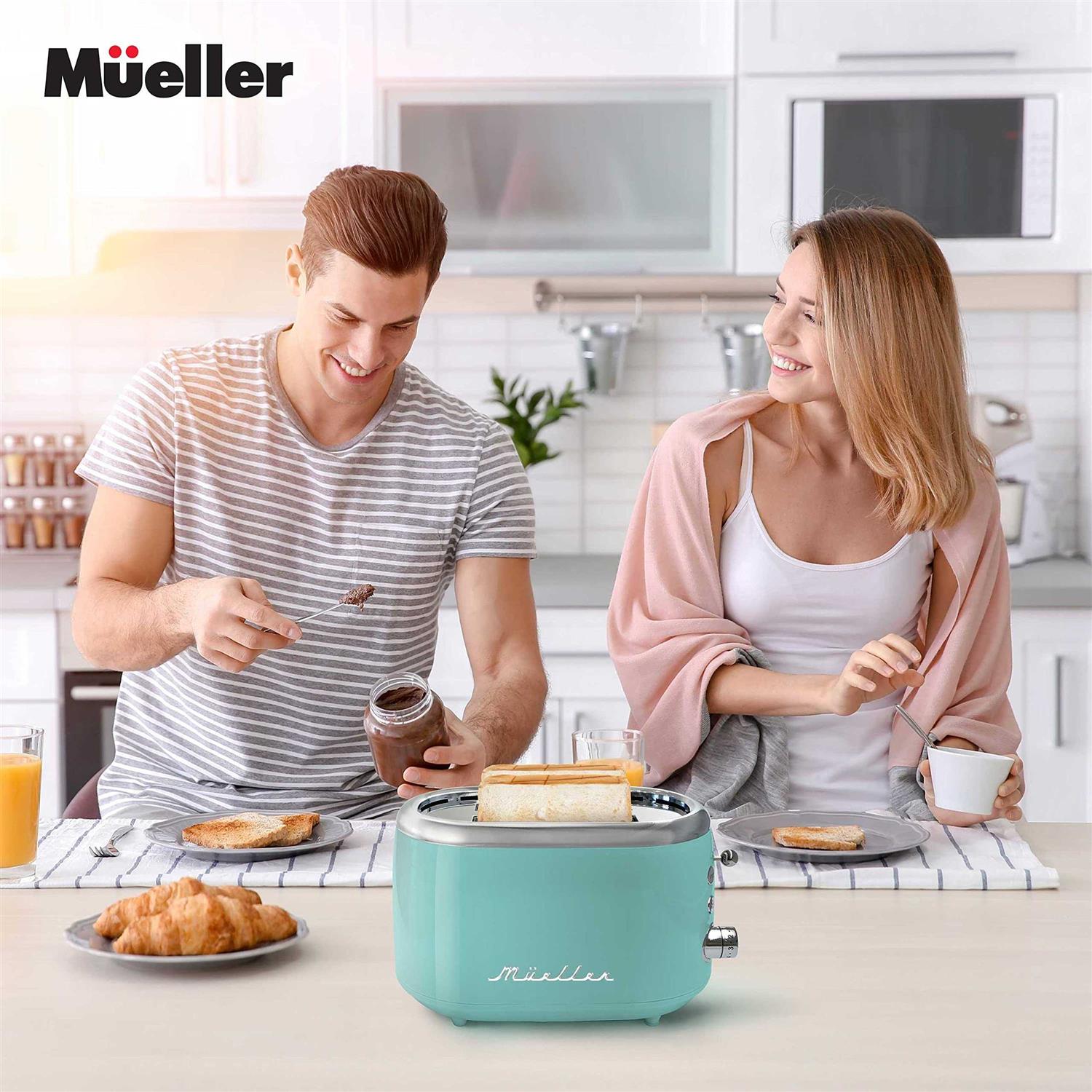 Mueller Retro Toaster 2 Slice with 7 Browning Levels and 3 Functions
