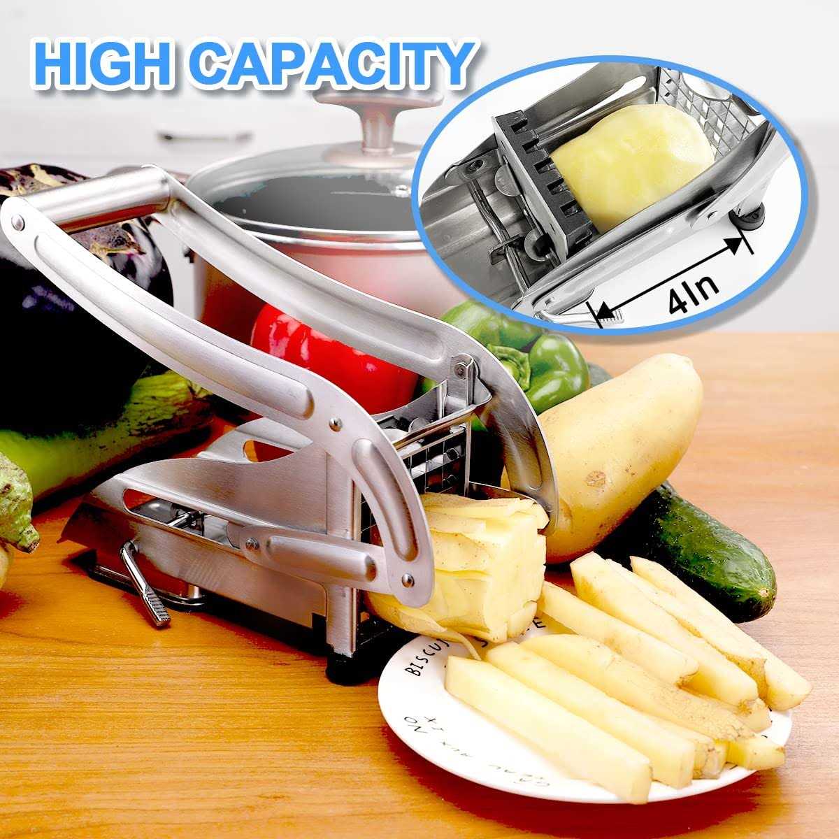 Coma French Fry Cutter with 2 Blades Professional Potato Cutter Stainless Steel