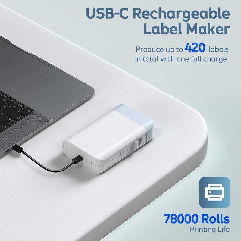 Baqick Label Maker Machine With L1 Roll Label Tape Thermal Bluetooth Usb Rechargeable Portable WP9510 Label Printer