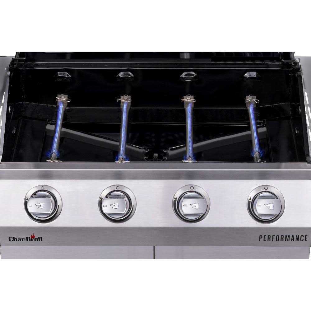 Char-Broil Performance Series Silver 4-Burner Liquid Propane Gas Grill with 1 Side Burner Stainless Steel
