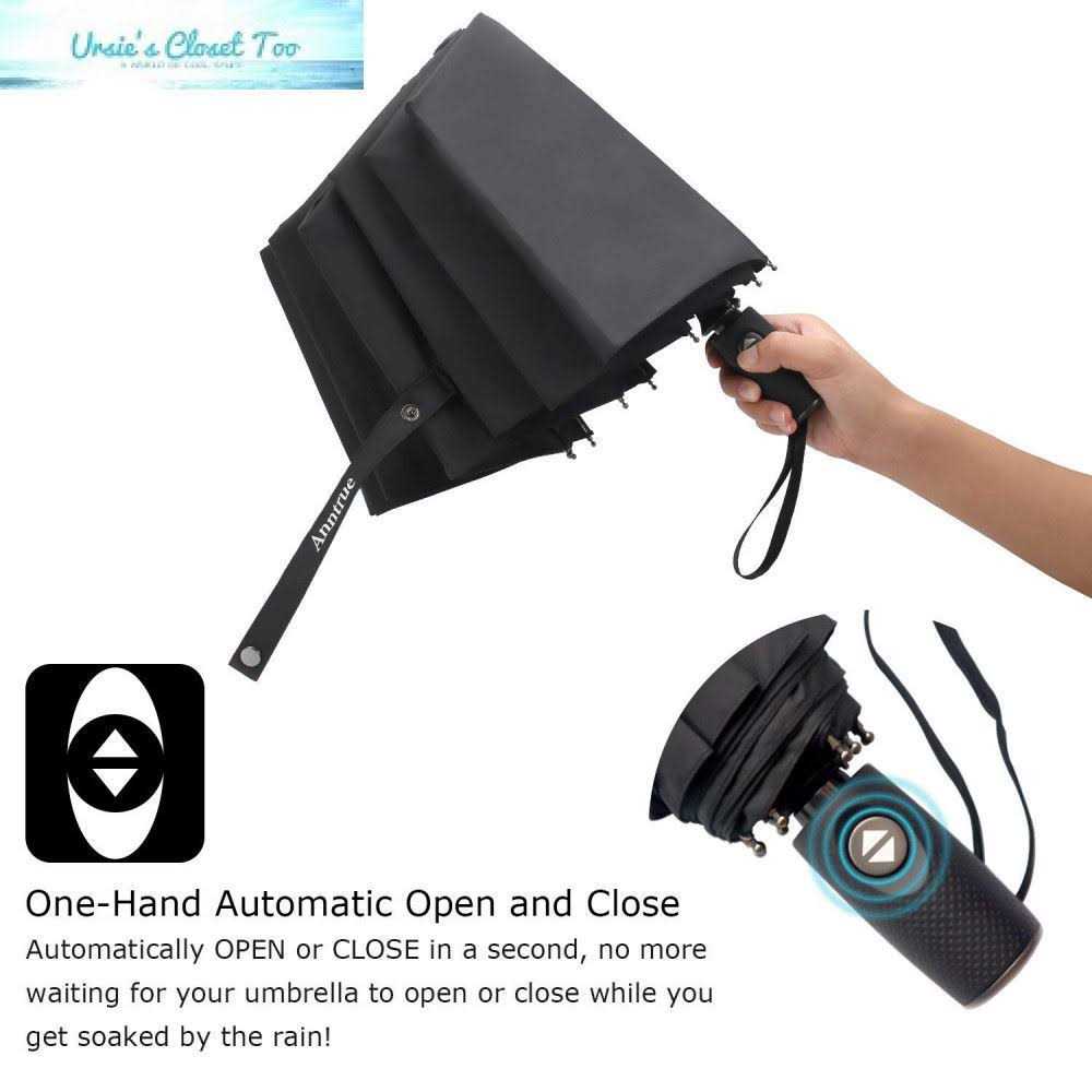 Anntrue Windproof Travel Umbrella Auto Open Close Lightweight Compact Portable Backpack Folding Umbrella Perfect for Car Purse Men and Women