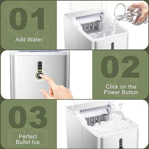 Ice Makers Countertop,Protable Ice Maker Machine with Ice Scoop and Ice Basket,26lbs/24H,9 Bullet Cubes Ready in 8 Mins,for Home/Kitchen/Camping/RV