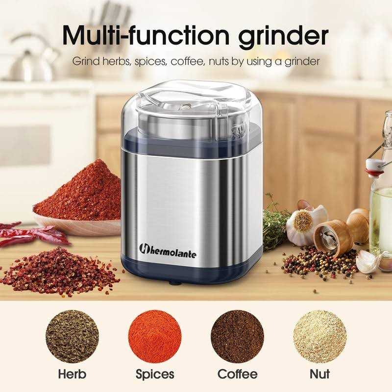 Hermolante Herb Grinder Spice Grinder, 200 w Herb Grinder with Stainless Steel Blade And Cleaning Brush
