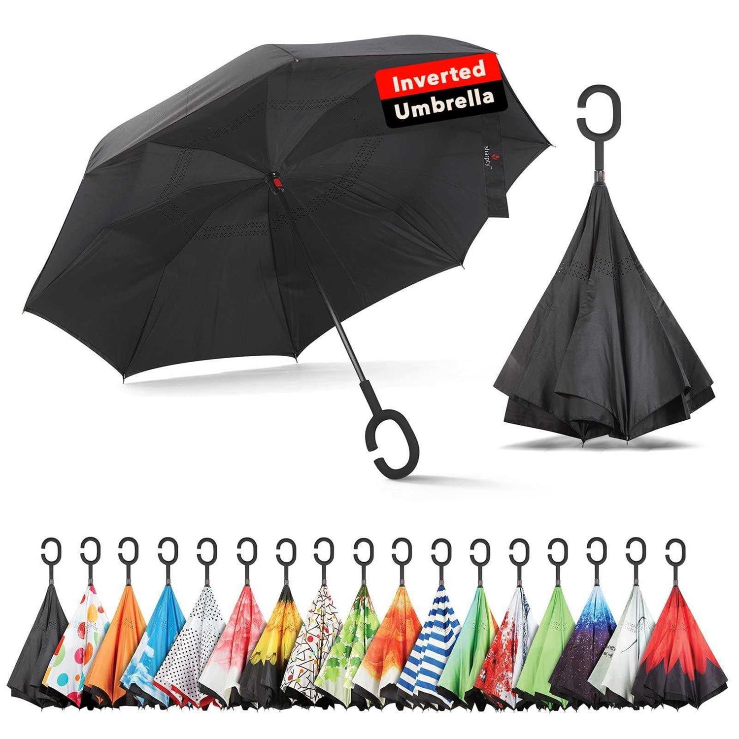 Sharpty Inverted Windproof Reverse Umbrella for Women with UV Protection