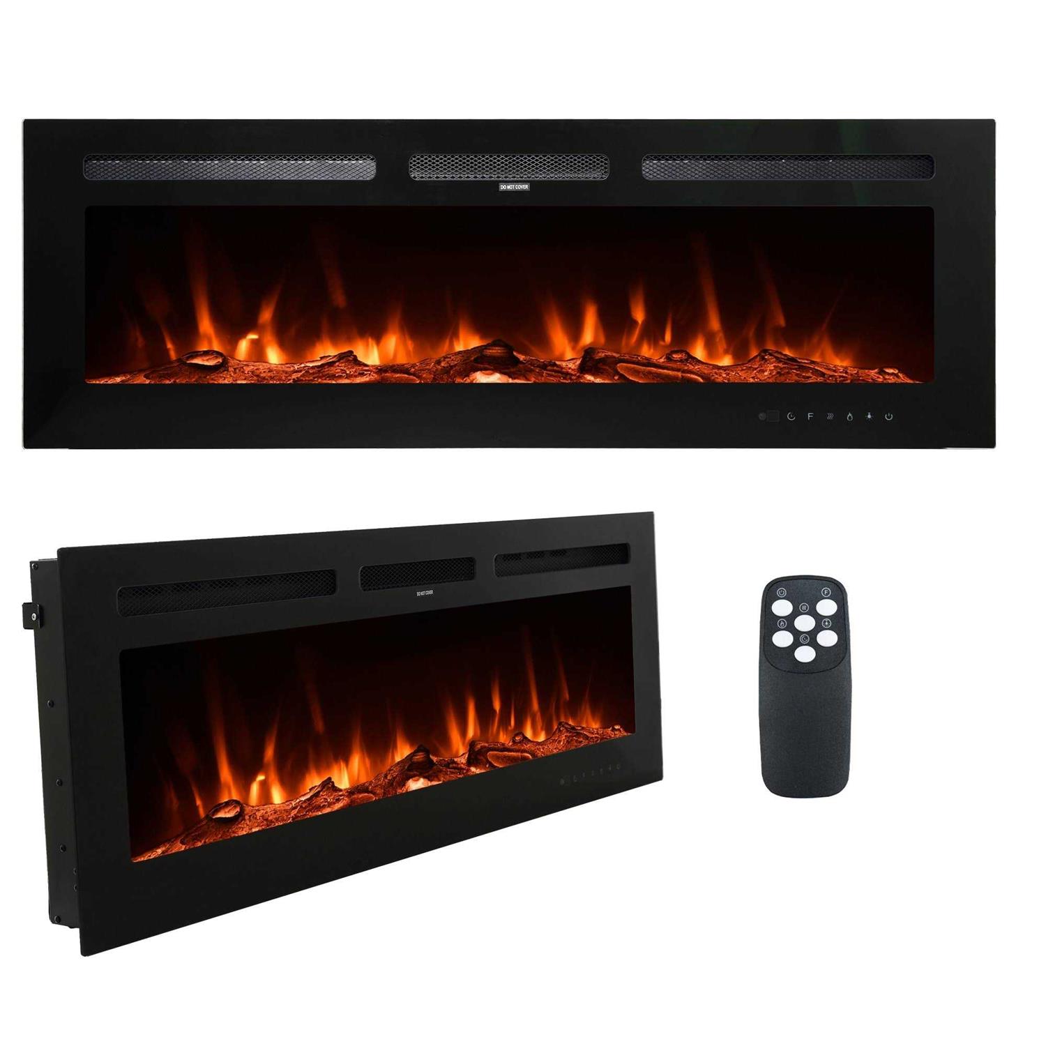 Mondawe 50-in W Black Fan-forced Electric Fireplace OR-ES-907AAA-US
