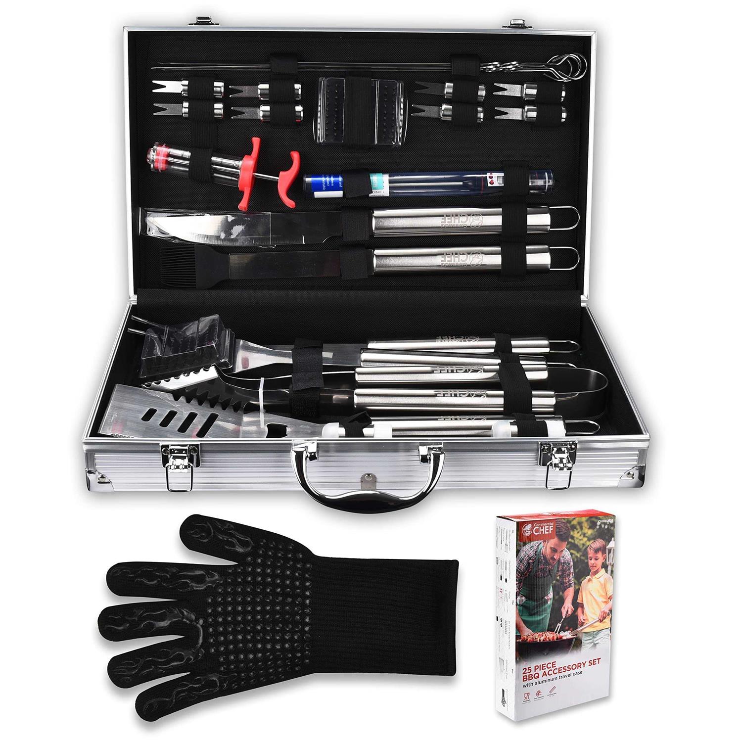 Commercial Chef 25 Piece Stainless Steel BBQ Grill Set