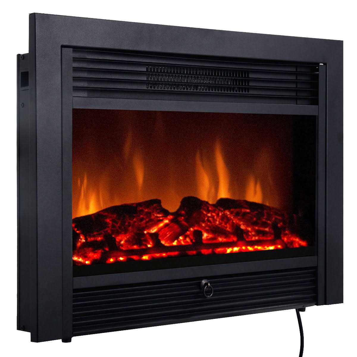 Costway 28.5 Recessed Mounted Standing Electric Fireplace Insert Heater with 3 Color Flame