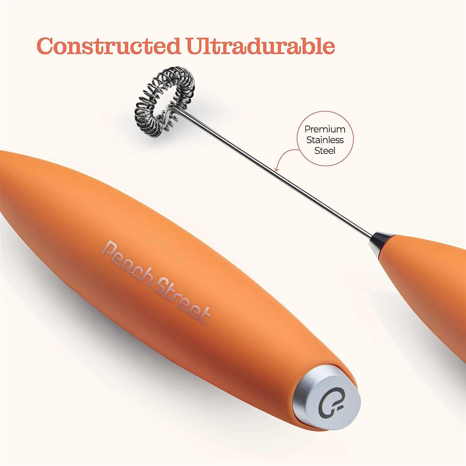 Powerful Handheld Milk Frother Mini Milk Foamer Battery Operated Stainless Steel Drink Mixer with Frother Stand