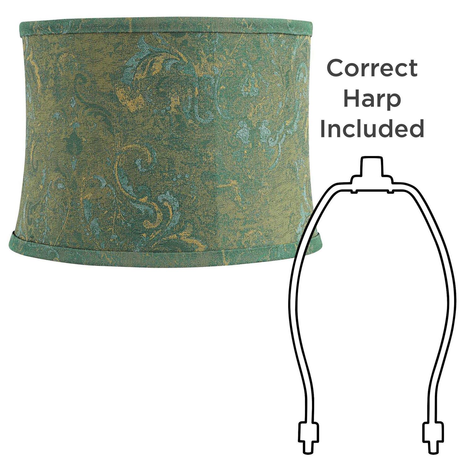Springcrest Drum Lamp Shade Weiden Green Medium 13 Top x 14 Bottom x 10 High Spider with Replacement Harp and Finial Fitting