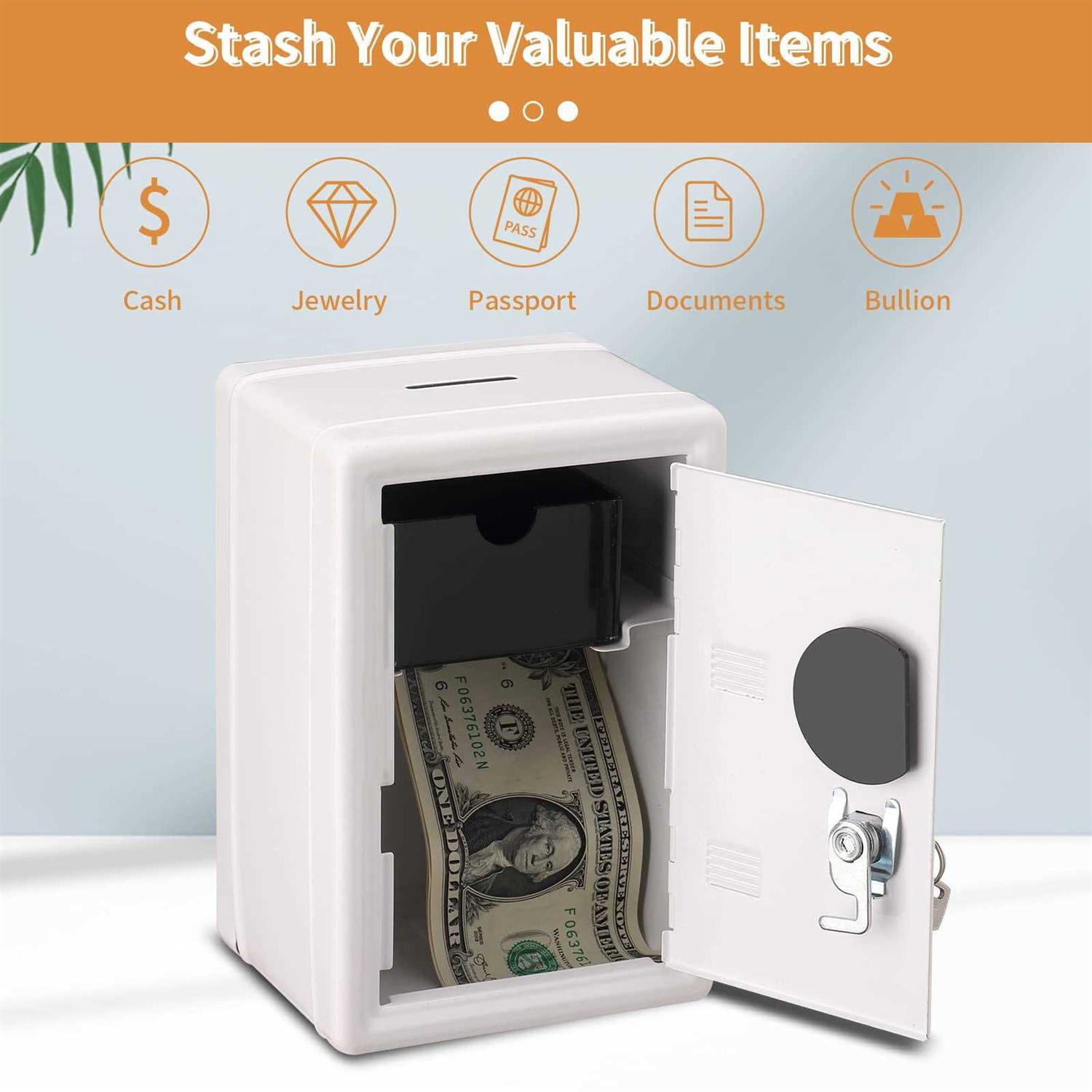 Younion Money Safe and Cash Lock Box, Mini Size Security Safe Box for Money Jewelry and valuables