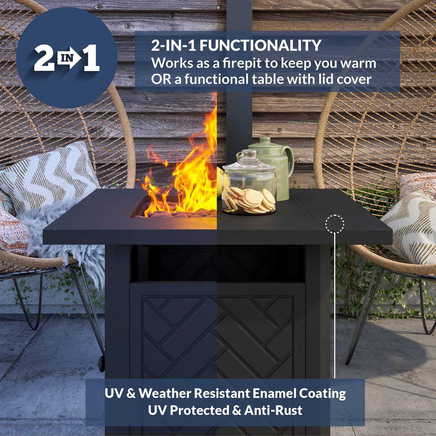 Belleze 28 Inch Propane Fire Pit Table